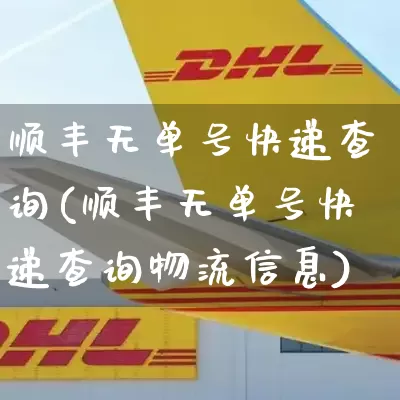 顺丰无单号快递查询(顺丰无单号快递查询物流信息)_https://www.senxinmaoyi.com_物流单号_第1张