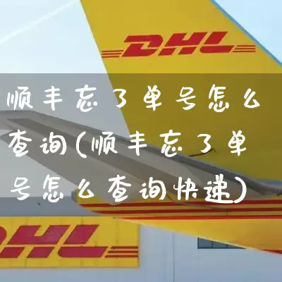 顺丰忘了单号怎么查询(顺丰忘了单号怎么查询快递)_https://www.senxinmaoyi.com_物流单号_第1张